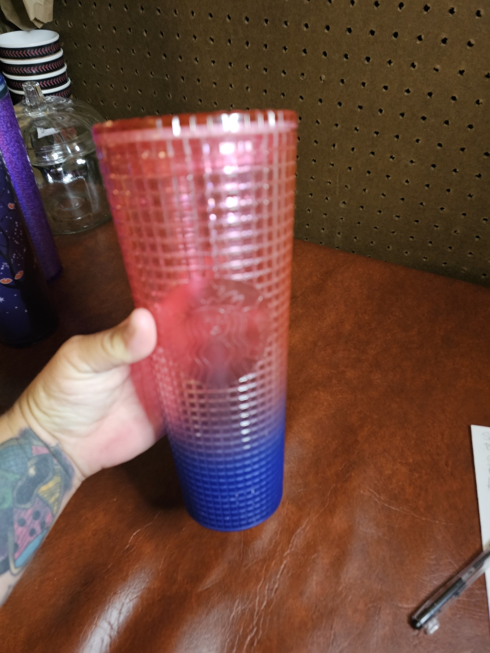 Starbucks 2023 Grid Tumbler Pink Blue Cold Venti Cup 24 oz